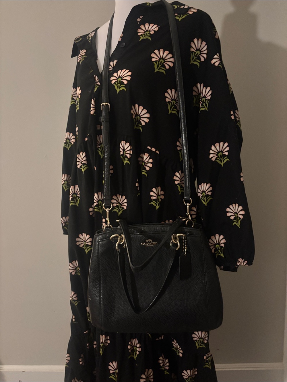 Coach Black Leather Satchel with Gold Hardware - Picture 2 of 2